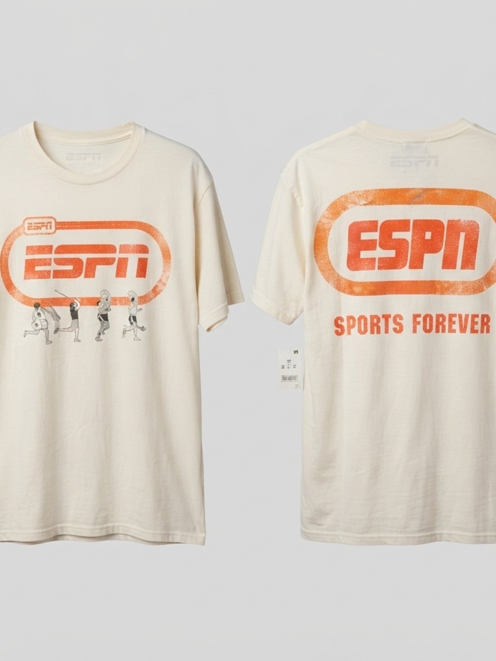ESPN Sports Forever Graphic T-Shirt Men’s XXL White Orange NWT Double Sided